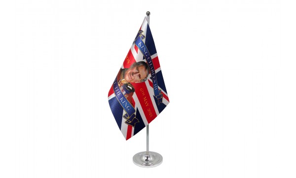 King Charles III Coronation (Style A) Satin Table Flag